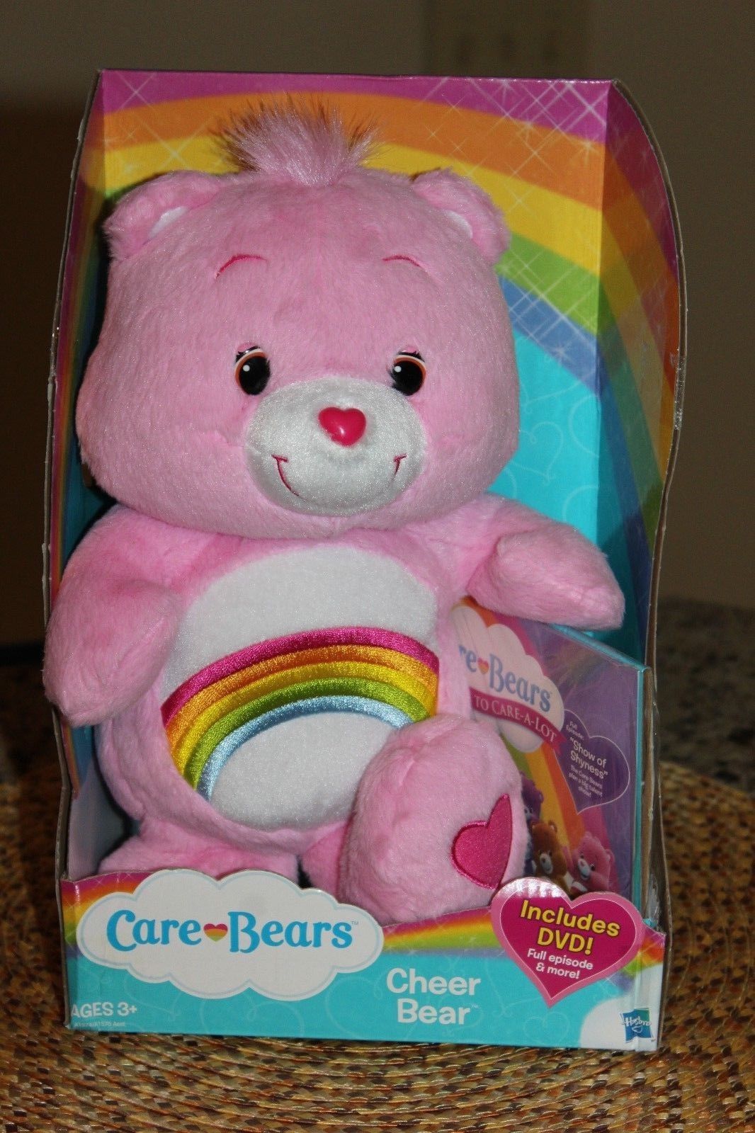 Hasbro Care Bears Cheer Bear with bonus DVD NEW Pink Bear Rainbow 