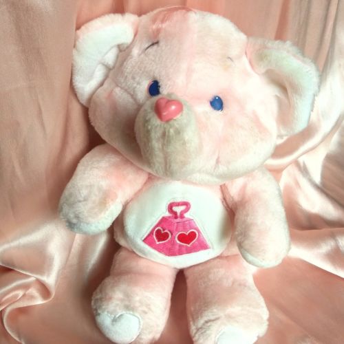 Vintage 1980s Care Bears Cousins Lostsa Heart Pink Elephant Plush 80s Fairy Kei 