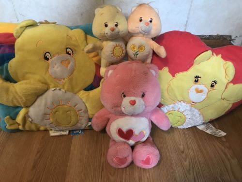 Care Bears Funshine Decorative Pillow Set with cuddle pair and Love-a-lot Bear