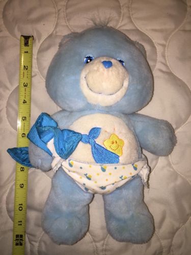 Vintage Care Bear Blue Hugs Teddy Diaper & Blankie Talking Electronic Baby Tugs