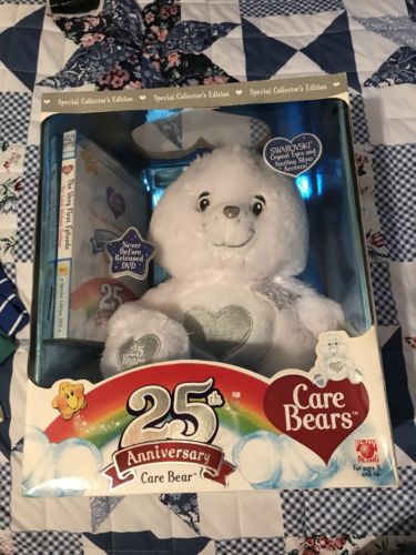 25th Anniversary White Carebear Made With Swarovski Eyes And Silver Nose