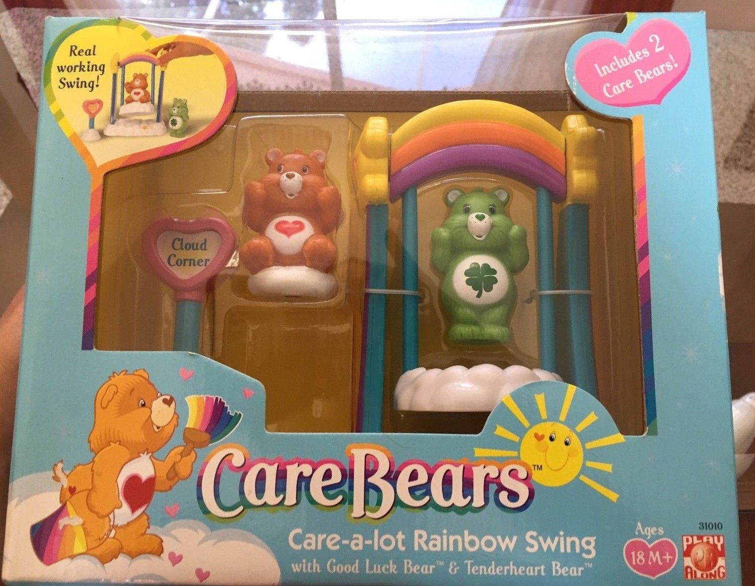 2002 Care Bears Care-a-Lot Rainbow Swing Complete Play-set New in Sealed Box 