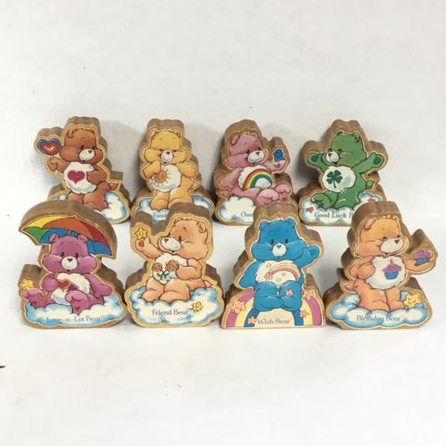 Lot 8 Care Bears Wood Figures Vtg American Greetings
