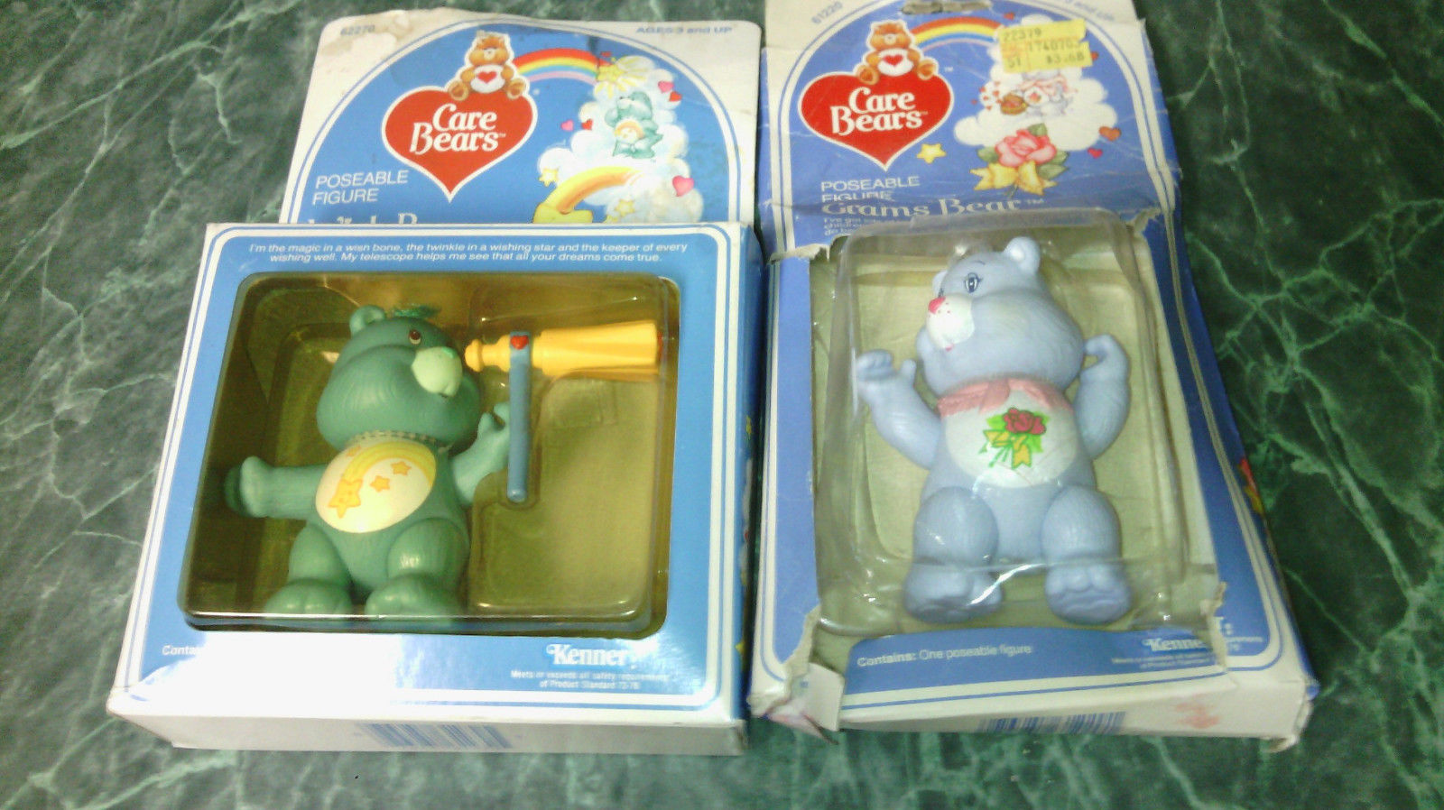 Care Bears Poseable Grams and Wish bear Figures in Original Boxes Kenner 1984 