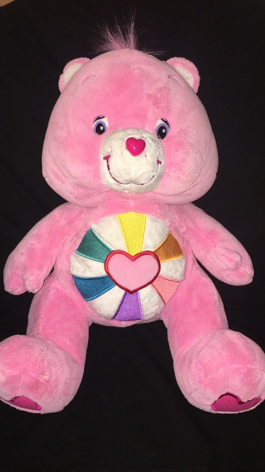 2006 care bear hopeful heart bear pink Plush by play along RARE 18 Inches Jumbo