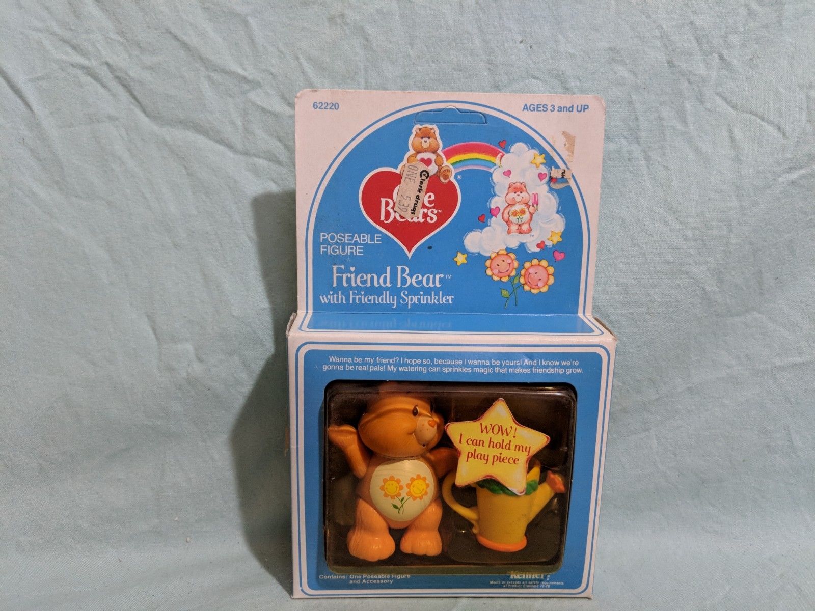 Vintage Care Bear figure, Friend Bear with Watering Can, Kenner, 1984, PVC, New 