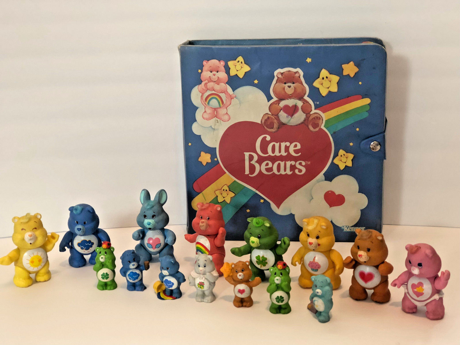 HUGE lot of poseable and mini CARE BEARS figures 1984 w/ case Kenner FREE SHIP!