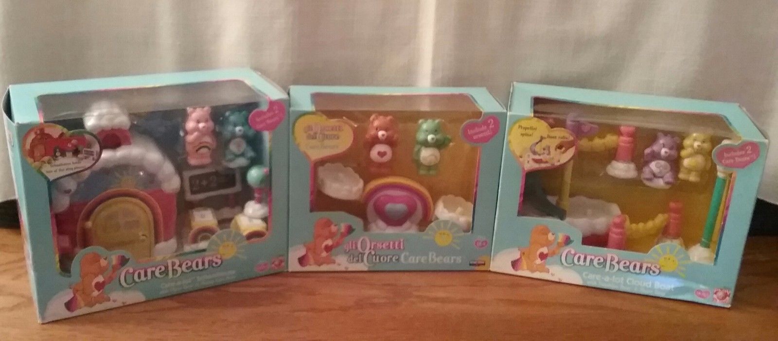 care bear school house rare lot cloud boat teeter totter in boxes figurine 