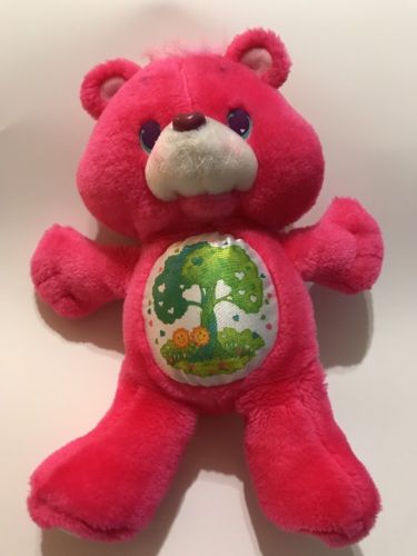 Care Bears FRIEND BEAR Rare Vintage 1991 Plush Pink w/ Tree Belly Badge