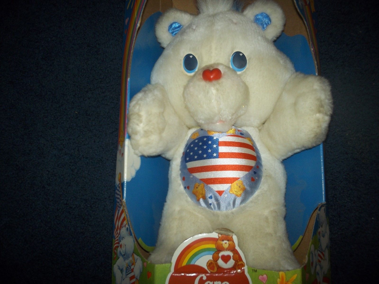 1991 Patriotic * PROUD HEART CARE BEAR Plush NEW IN BOX American Flag VINTAGE