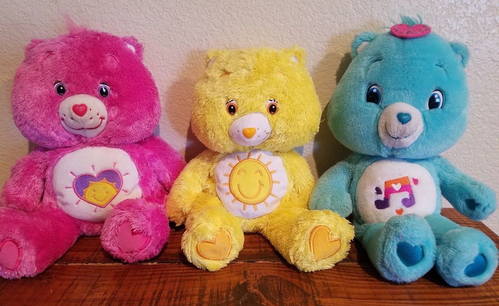 Lot of 3 CARE BEARS Plush Toy Funshine Bear Heartsong Bear Shine Bright Bear 13