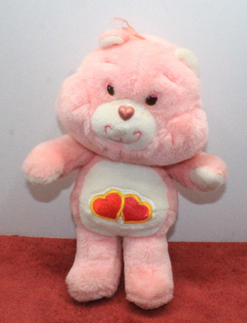 Care Bear Plush 13’ Luv A Lot Bear Vintage 1983 Kenner Pink With Hearts