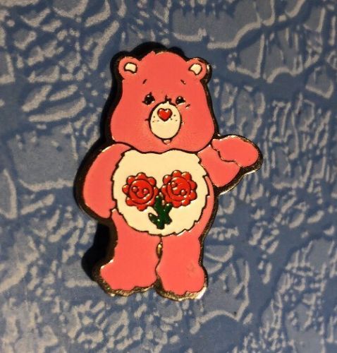 Vintage 1983 Friendship CareBears Care Bear Pinback Pin Pink Flowers Toy Rare