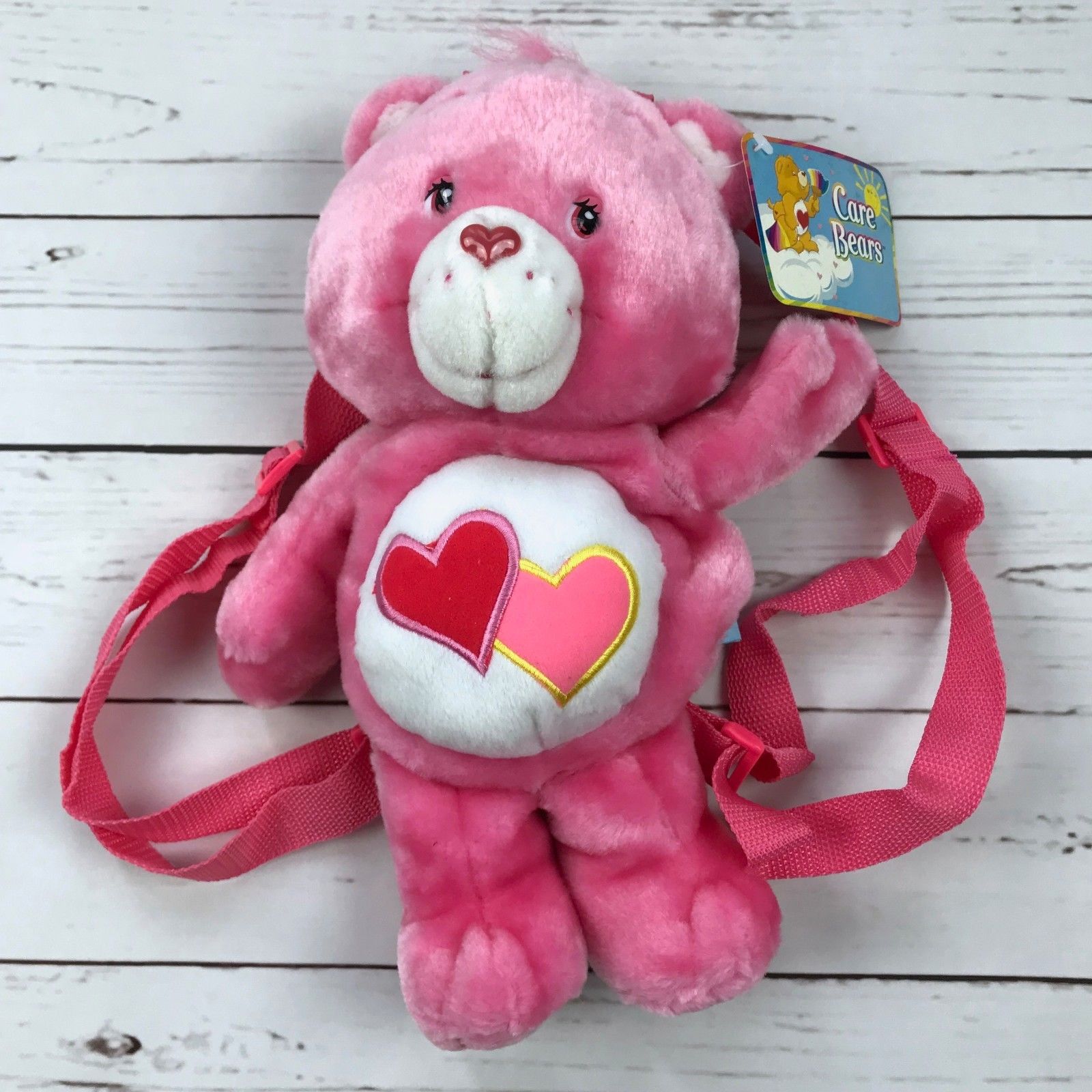 Care Bears 2003 Love a lot Bear Pink Plush Backpack with Tags