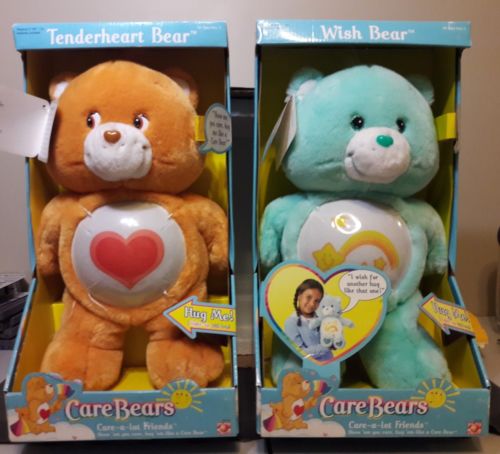 NEW 2002 Care Bears Tenderheart and Wish Bear Talking Light Up Hug Plush 13