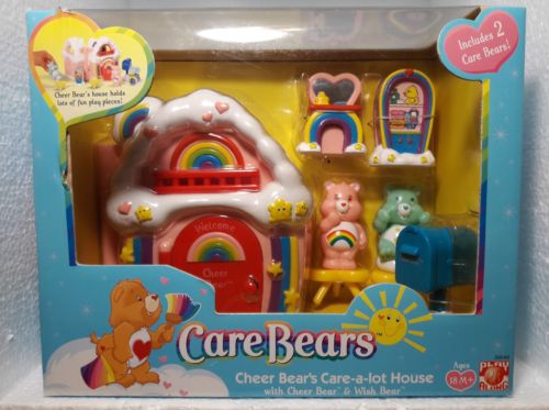 Care Bears Cheer Bear's Care-a-Lot House Complete Playset New in Box 2002 - RARE