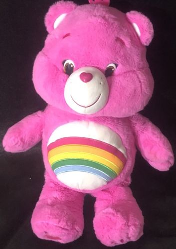 Care Bears CHEER BEAR Just Play 2014 Stuffed Animal Plush 22” Jumbo Pink Rainbow