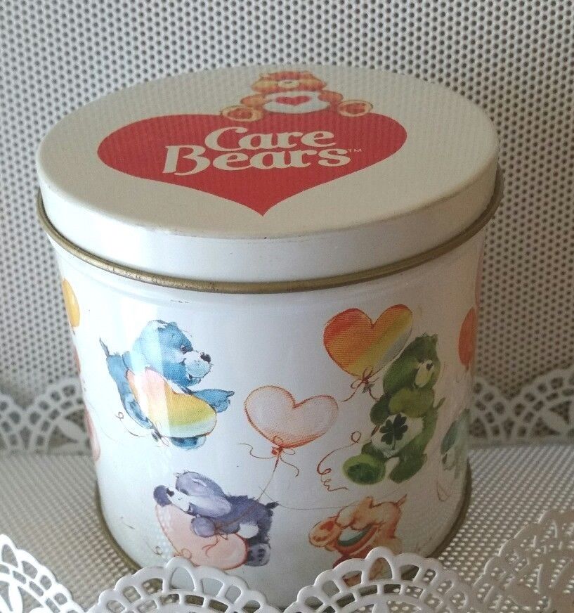 Vintage 1983 Cheinco CARE BEARS Tin Metal Canister with Lid VGC! Bright 3.5 inch