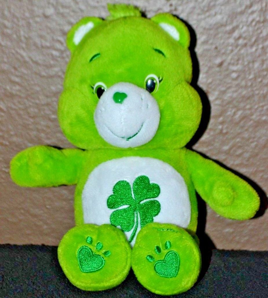 Green Lucky Good Luck Charm Care Bear Shamrock Beanie Toy Collectible 9