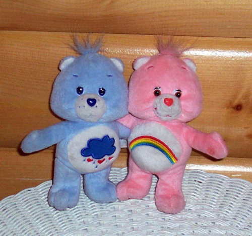 Care Bears Love Hugs Cuddle Pair Plush 7" Pink Cheer Bear & Blue Grumpy Bear