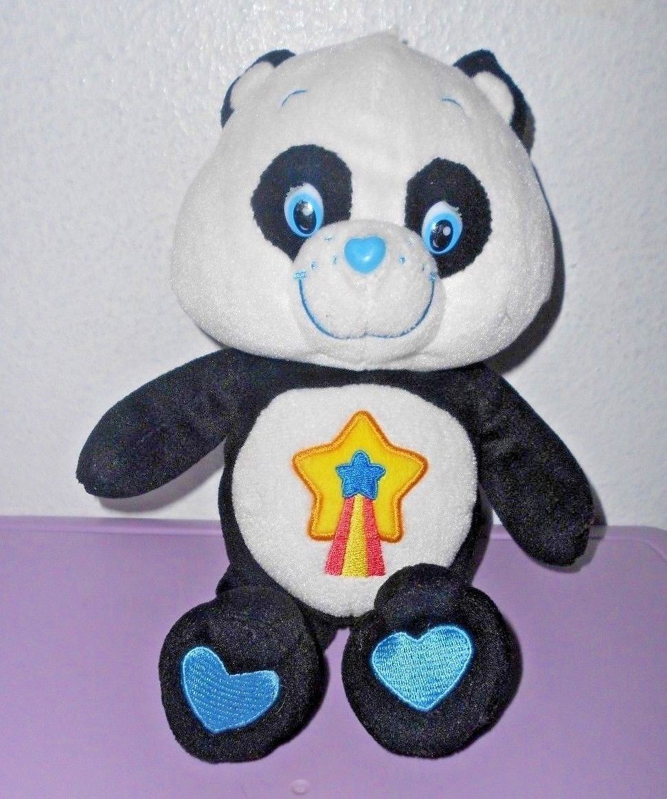 2005 Care Bear Cousin Polite Panda Plush Stuffed Animal Blue Yellow Stars