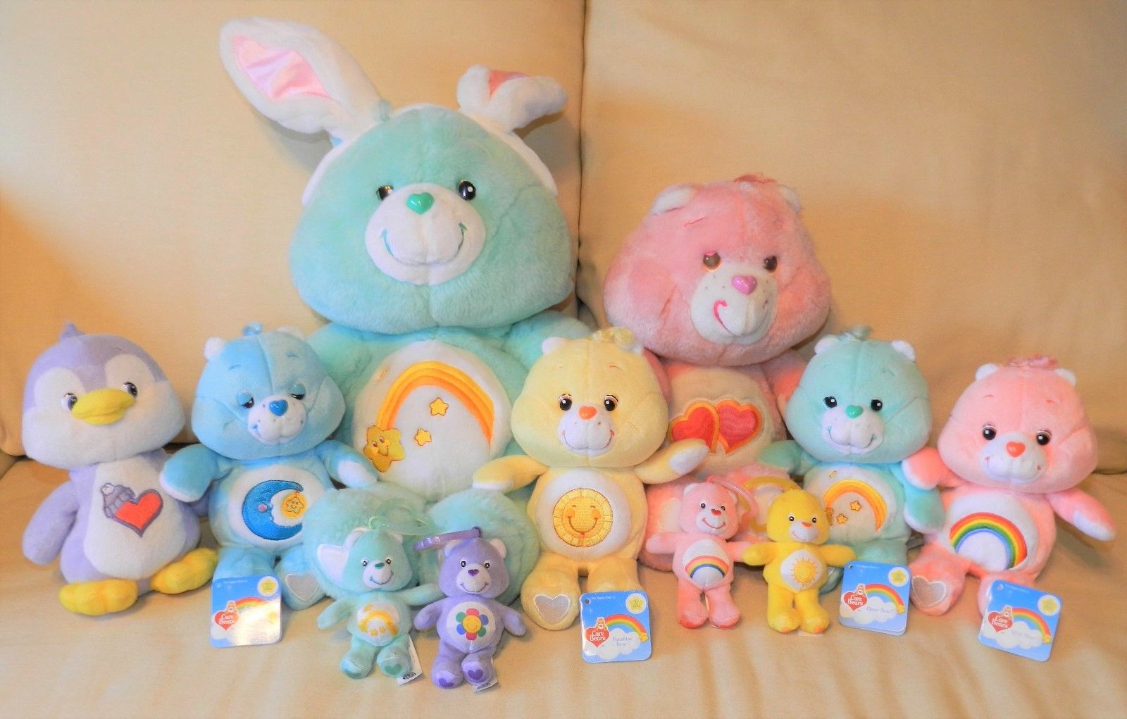 Care Bears Plush Lot w/ Keychains and Penguin Cousin