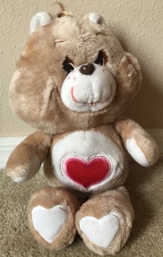 Vintage 1983 Kenner Care Bears TenderHeart Plush Tan Bear Red Heart 13" (C2)