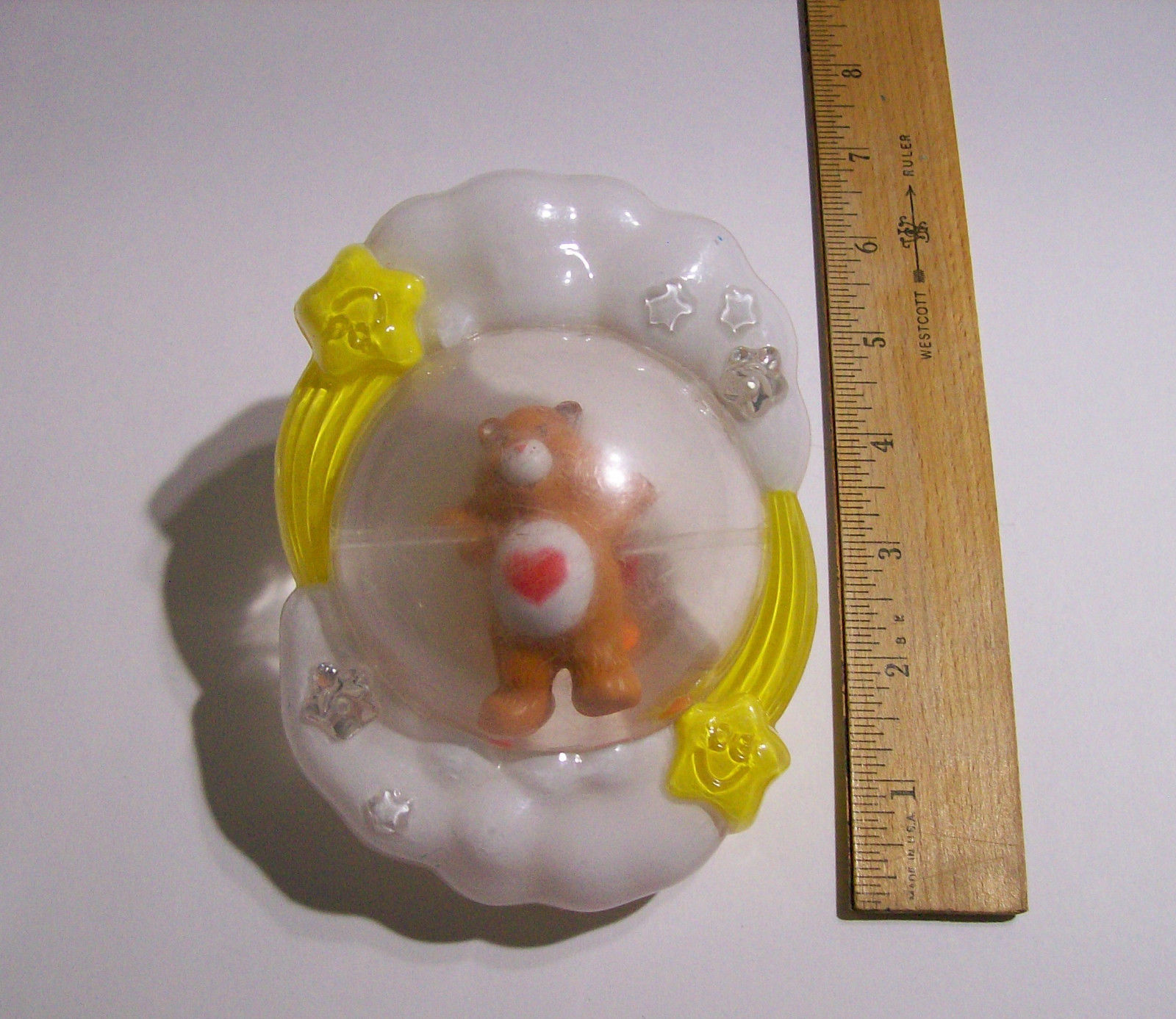 Vintage 1984 Care Bears Plastic Baby Toy Rattle Tender Heart Bear, RARE