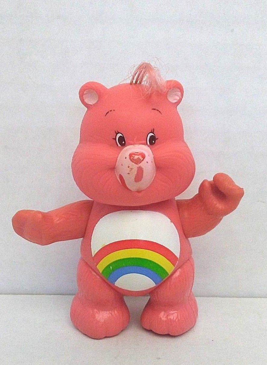 Vintage Care Bears Cheer Bear Pink Rainbow AGC 1983 PVC Poseable Toy Figurine 3