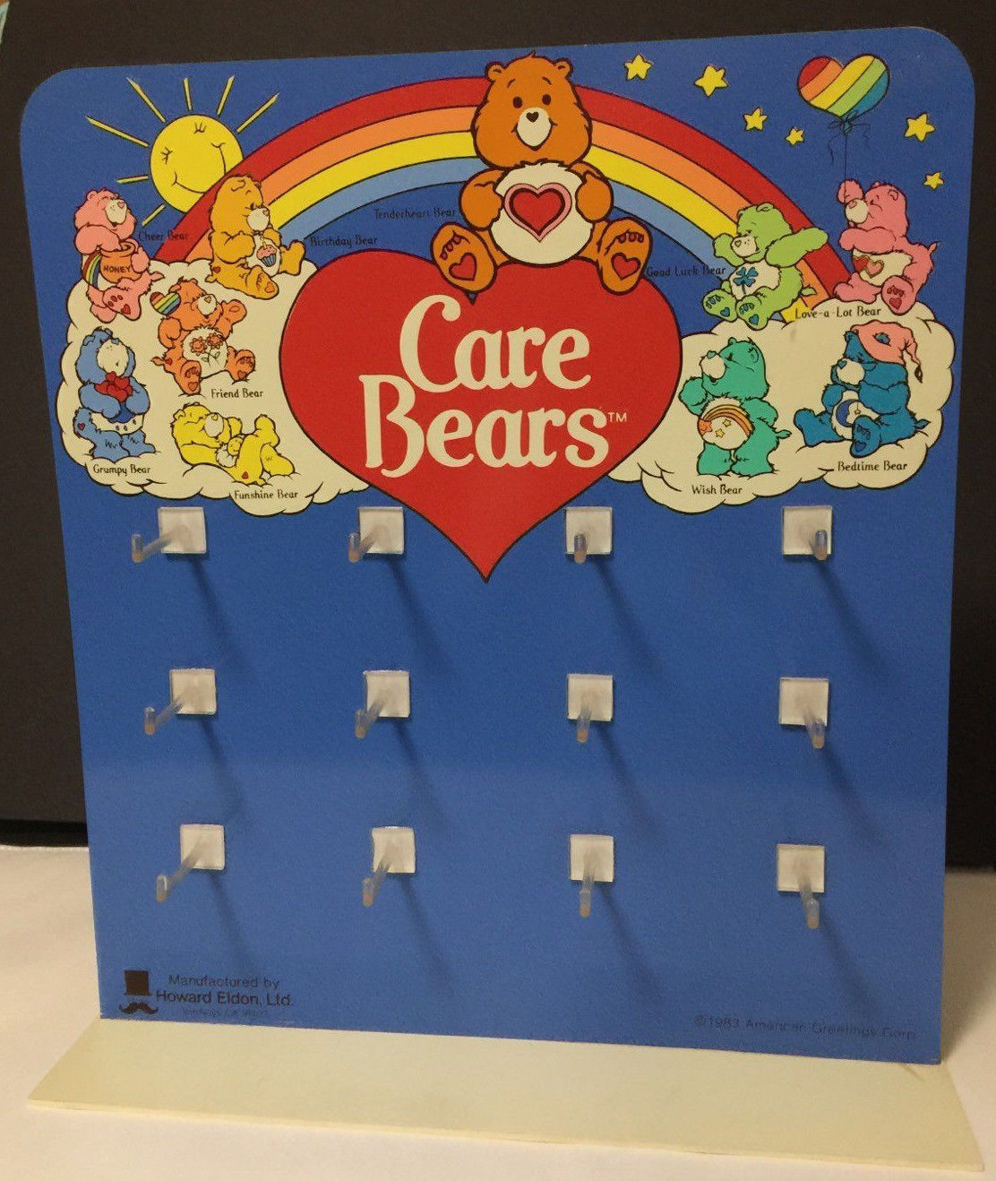 Rare Vintage 1982 Care Bears Retail Hanging 2 Side Store Display Love A Lot Bear