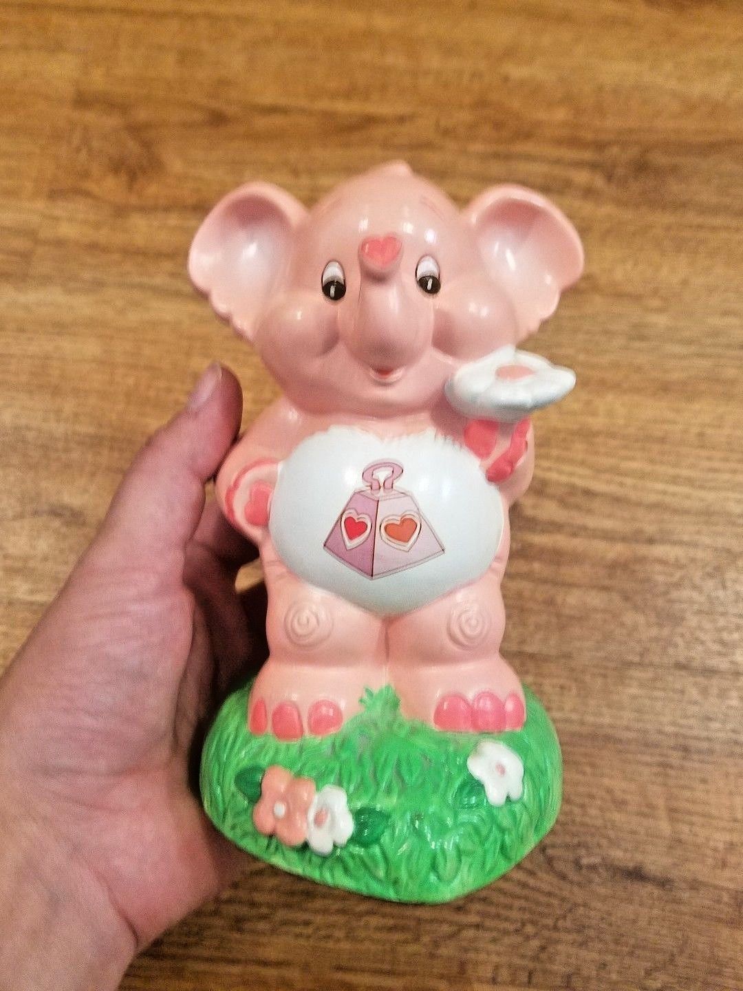 Vintage Care Bears Cousins Lotsa Heart Elephant Ceramic Bank w/ Stopper Rare