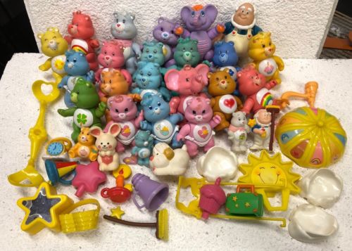 LOT of 25 Vintage 80s Poseable Care Bears Cousins Figures Accessories Grumpy