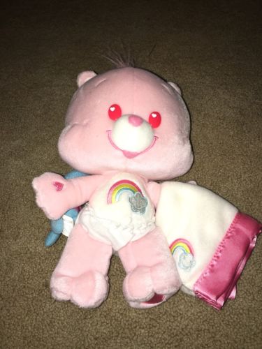 2004 CARE BEARS CUBS 12” CHEER BEAR WITH BLANKET AND LITTLE CUB