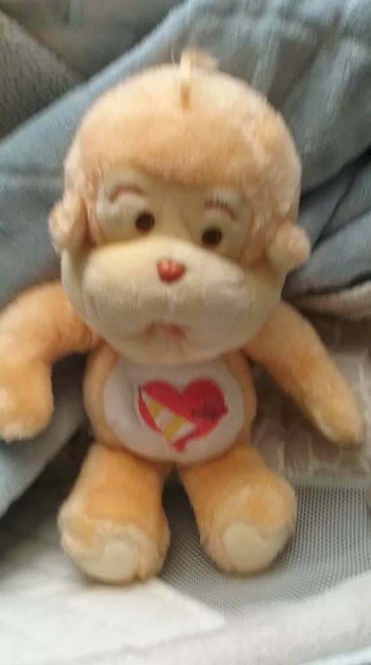 Playful Heart Monkey Care Bear Cousin 13in Plush Vintage 1985 UK Located in USA