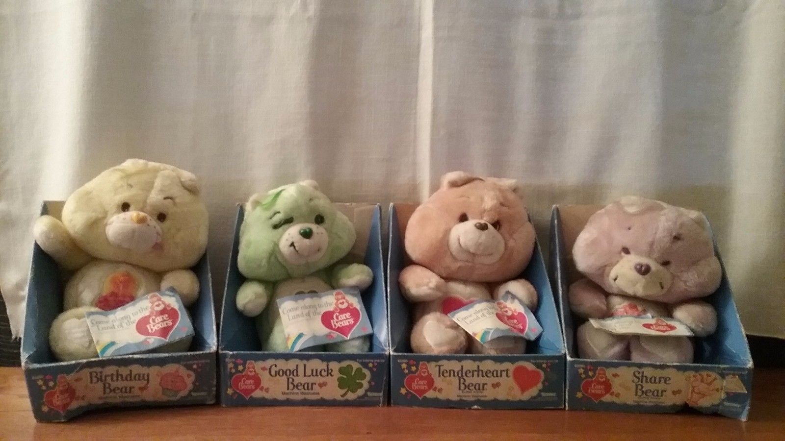 vintage care bear lot good luck birthday champ share in boxes 1980's rare green
