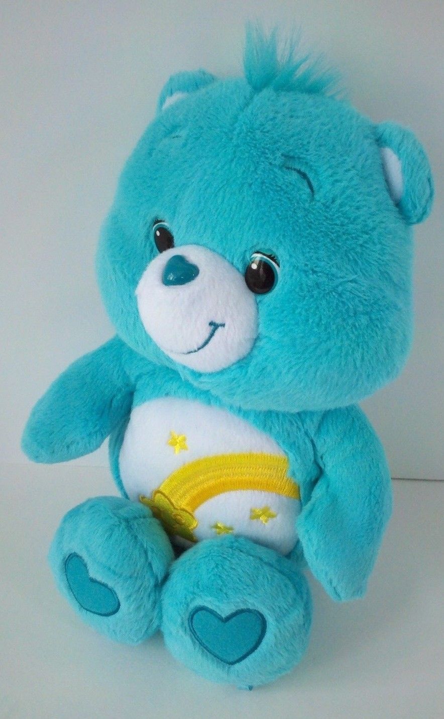 Medium 2012 Care Bears Wish Bear Soft Blue Plush Stuffed Animal Doll 12