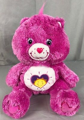 Care Bear Shine Bright Bear Pink Plush Stuffed Animal Purple Heart Sunshine 13