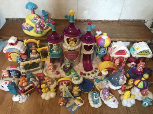 Care Bears Care-a-lot Village lot with working magic castle and added bath set 