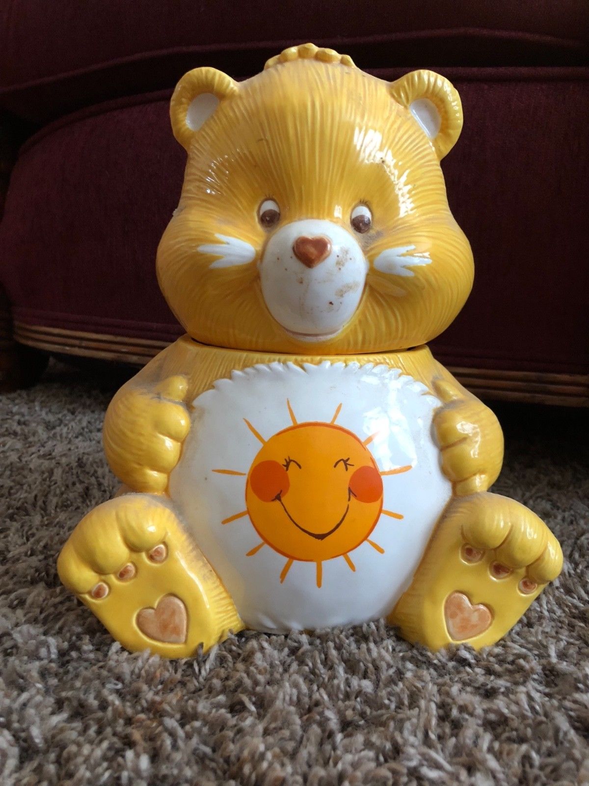 Cookie Jar: 1984 care bear cookie jar: funshine bear. 