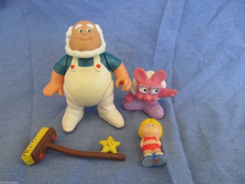 Vinatge Care Bears 1984 Cloudkeeper figure and broom with other PVC