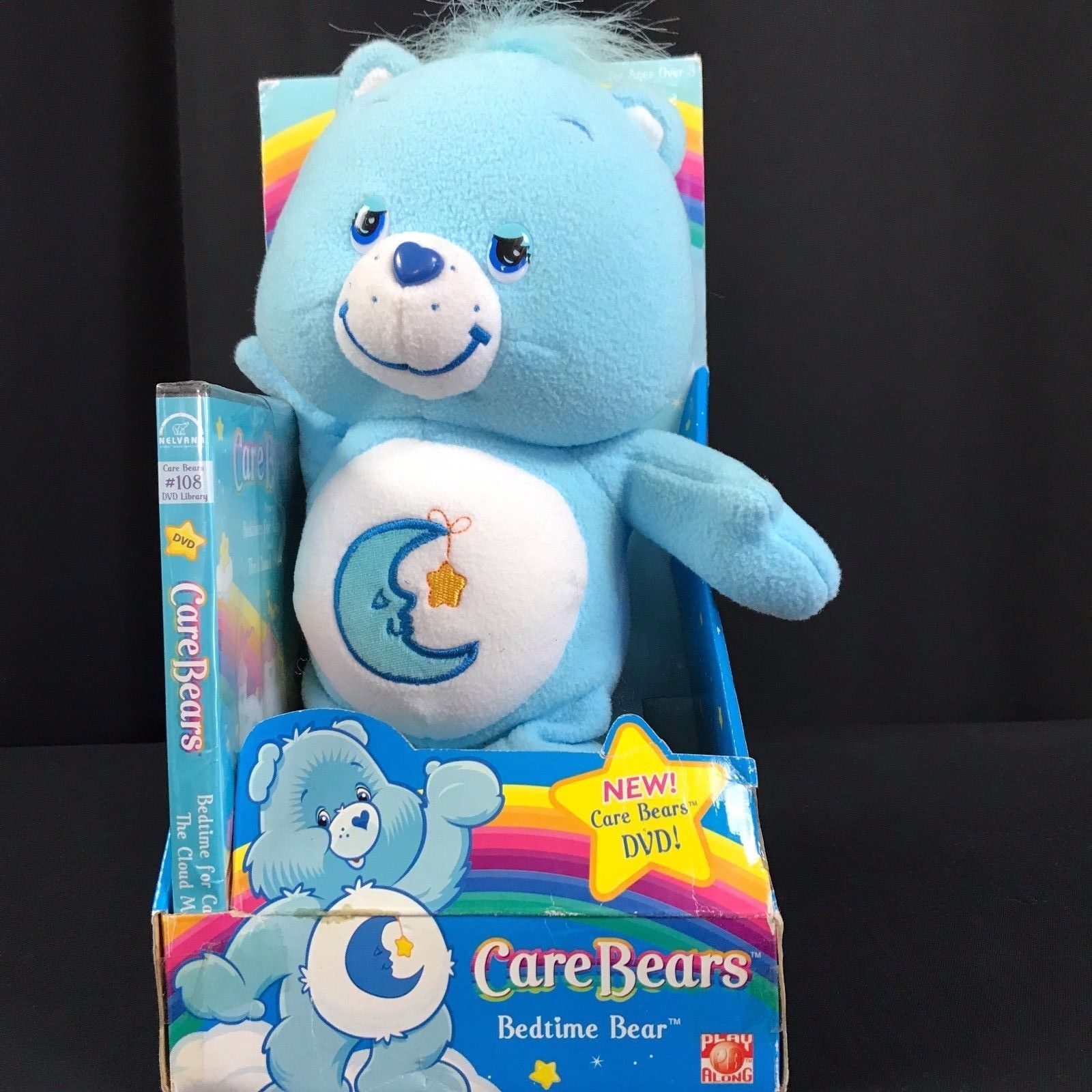 Care Bears Bedtime Bear 2005 with DVD 108 NEW Blue Moon Plush