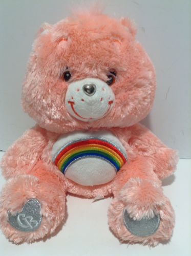 Care Bears Plush Pink Cheer Bear Fuzzy Soft 2007 Rainbow 13 