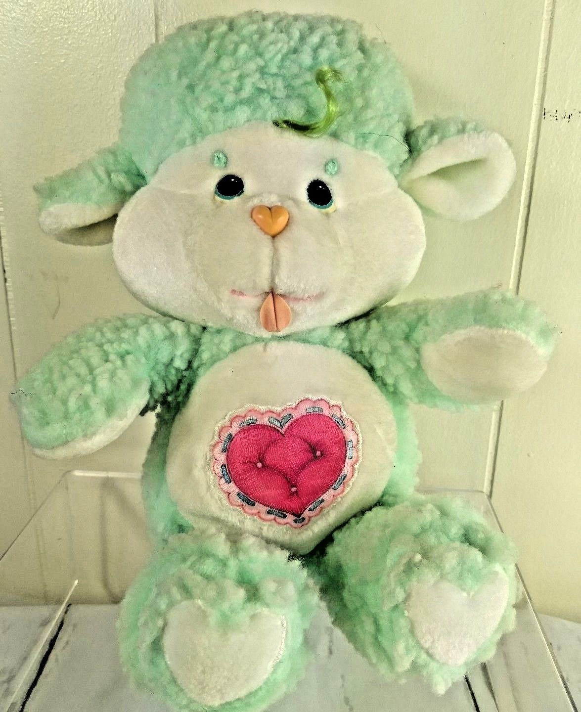 1984 Kenner Care Bears  Cousin Gentle Heart Lamb Light Green with Pink Heart