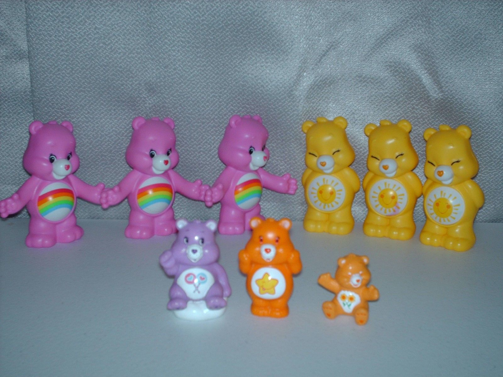MIXED Lot Of 9 Care Bear Mini RUBBER & PLASTIC Toys - UP TO 4