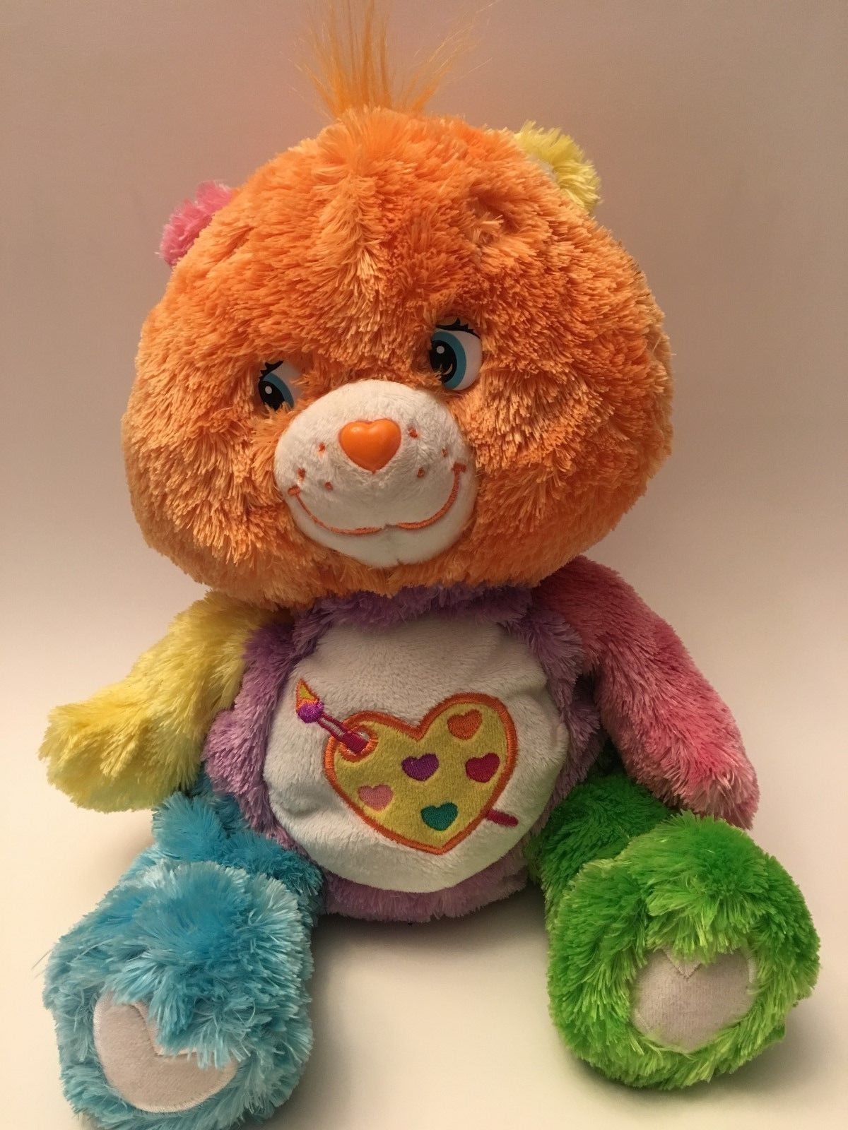 CARE BEARS WORK OF HEART BEAR PLUSH STUFFED TOY 14" TALL 2005 ART PAINT BRUSH