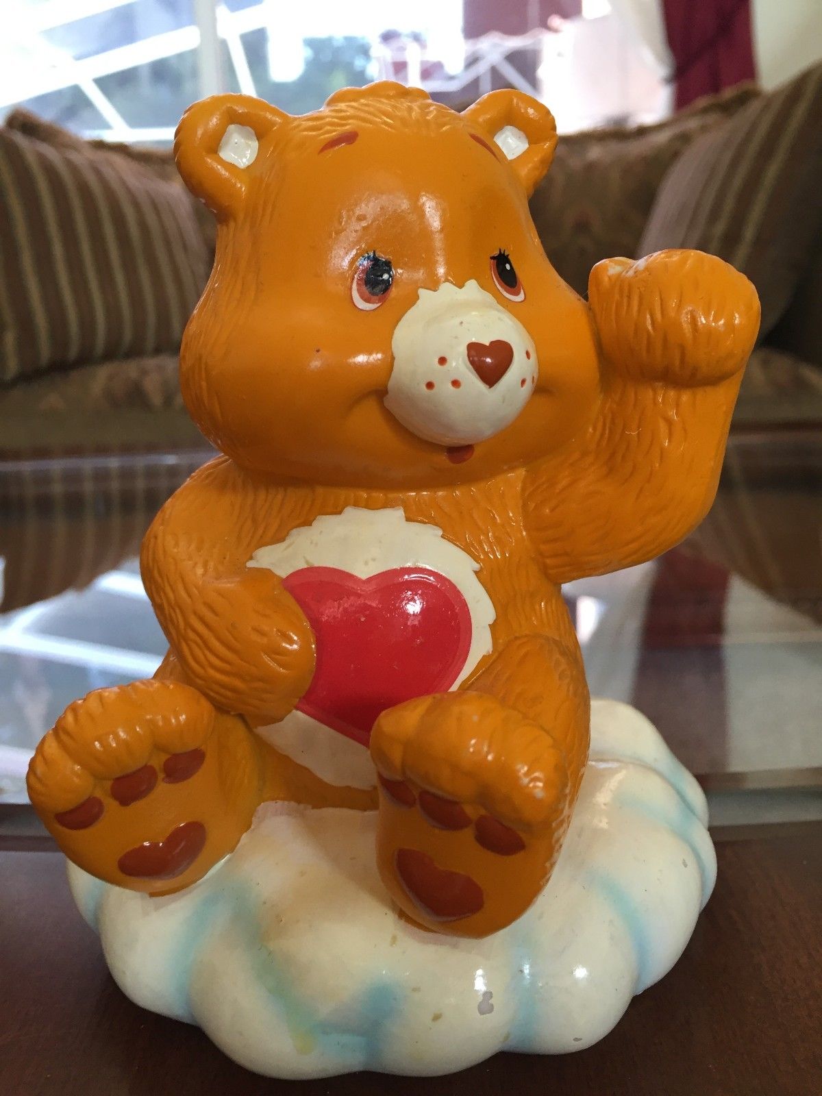 Care Bears Tenderheart Bear on A Cloud Ceramic Bank! w/ Stopper