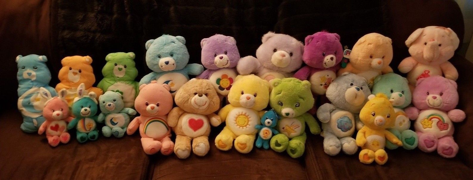 21 Care Bears Stuffed Animals Lot Some Vintage RARE Elephant Bunny Pillow & More
