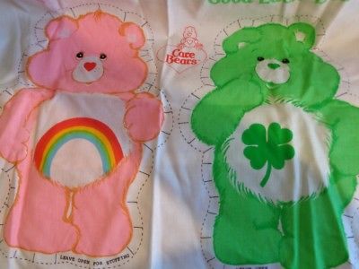 Vtg Care Bears Cheer Bear / Good Luck Bear Cut n Sew Fabric Panel Pillow Uncut