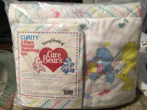 Care Bears Curity Vintage 1980s Infant Bedding Set Crib Sheet Blanket Quilt
