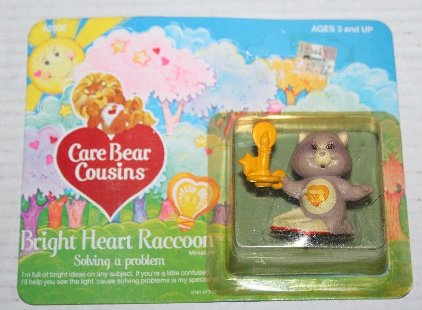 Care Bear Cousins Bright Heart Raccoon Candle PVC Miniatures Figure 1985 NOS